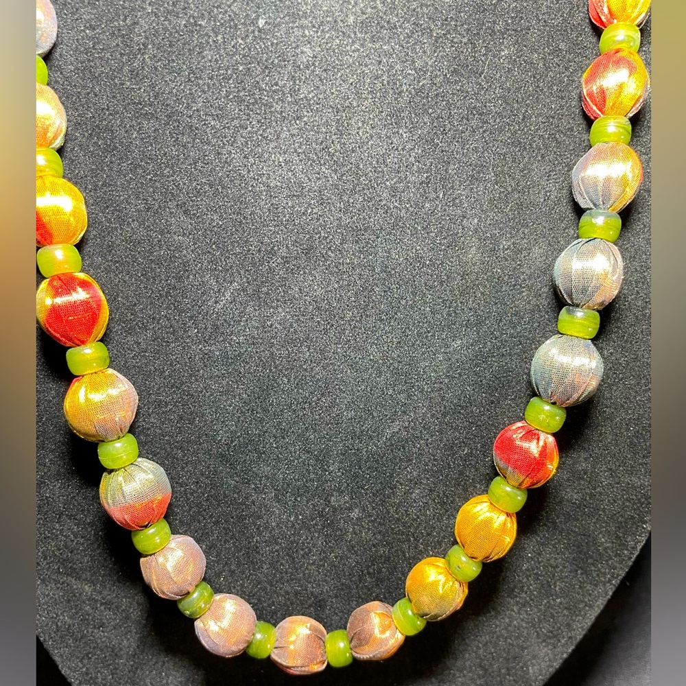 Silk lined beaded necklace
